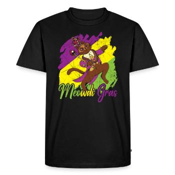 Meowdi Gras Cat Lover Mardi Gras Celebration - Men's Premium Organic T-Shirt - black - Front - Nico (187cm)