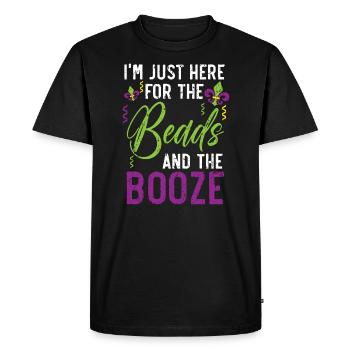 Juste ici pour les perles et l’alcool Mardi Gras - T-shirt Premium bio Homme - noir - Devant - Nico (187cm)