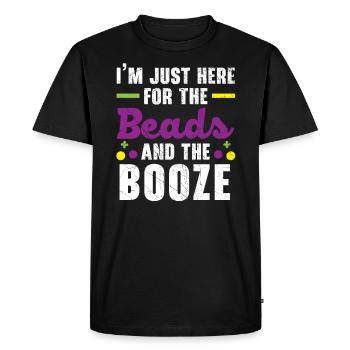 Juste ici pour les perles et l’alcool Mardi Gras - T-shirt Premium bio Homme - noir - Devant - Nico (187cm)