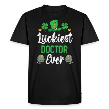 Luckiest Doctor Ever St. Patrick's Saint Pattys - Men's Premium Organic T-Shirt - black - Front - Nico (187cm)