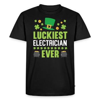 L’électricien le plus chanceux de tous les temps de la Saint-Patrick - T-shirt Premium bio Homme - noir - Devant - Nico (187cm)
