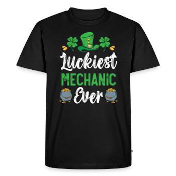Mécanicien le plus chanceux de tous les temps de la Saint-Patrick - T-shirt Premium bio Homme - noir - Devant - Nico (187cm)