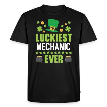 Mécanicien le plus chanceux de tous les temps de la Saint-Patrick - T-shirt Premium bio Homme - noir - Devant - Nico (187cm)