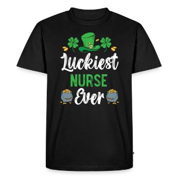 L’infirmière la plus chanceuse de tous les temps de la Saint-Patrick est la Saint-Pattys - T-shirt Premium bio Homme - noir - Devant - Nico (187cm)