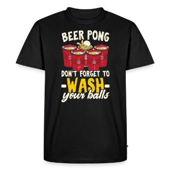 Beer Pong Don't Forget To Wash Your Balls - Men's Premium Organic T-Shirt - black - Front - Nico (187cm)