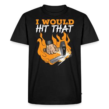 I Would Hit That Metalsmith Forging Blacksmith - Men's Premium Organic T-Shirt - black - Front - Nico (187cm)