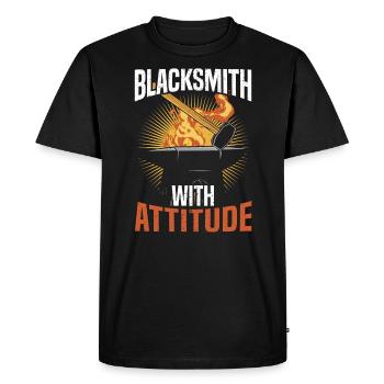 Blacksmith With Attitude Metalsmith Metalworker - Men's Premium Organic T-Shirt - black - Front - Nico (187cm)