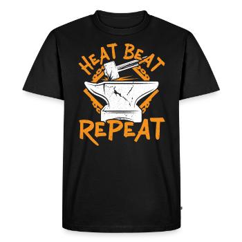 Heat Beat Repeat Metalsmith Forging Blacksmith - T-shirt Premium bio Homme - noir - Devant - Nico (187cm)