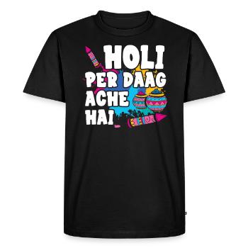 Radha Krishna Hinduism Hindu Holi Festival - Men's Premium Organic T-Shirt - black - Front - Nico (187cm)