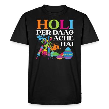 Radha Krishna Hinduism Hindu Holi Festival - Men's Premium Organic T-Shirt - black - Front - Nico (187cm)