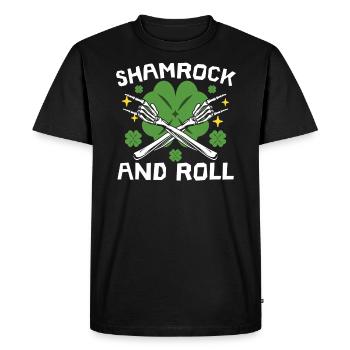 Shamrock And Roll St. Patricks Day Irish Pride - Men's Premium Organic T-Shirt - black - Front - Nico (187cm)