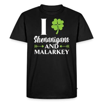 I Love Shenanigans And Malarkey St. Patricks Day - Men's Premium Organic T-Shirt - black - Front - Nico (187cm)