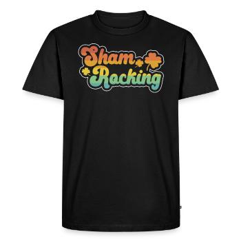 Shamrocking Shamrock St. Patricks Day Irish Pride - Men's Premium Organic T-Shirt - black - Front - Nico (187cm)