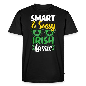 Smart And Sassy Irish Lassie St. Patricks Day - Men's Premium Organic T-Shirt - black - Front - Nico (187cm)
