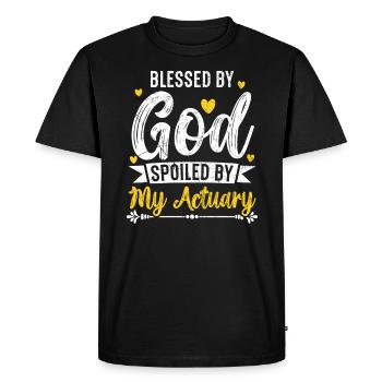 God Spoiled By My Actuary Actuaries - Men's Premium Organic T-Shirt - black - Front - Nico (187cm)