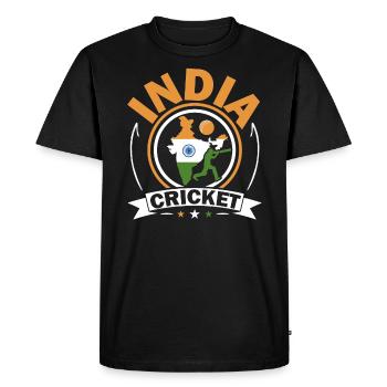 India Cricket Player Cricketer Bat And Ball Sport - Men's Premium Organic T-Shirt - black - Front - Nico (187cm)