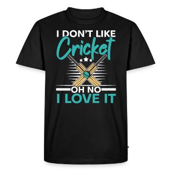 I Don't Like Cricket Oh No I Love It Cricketer - Men's Premium Organic T-Shirt - black - Front - Nico (187cm)