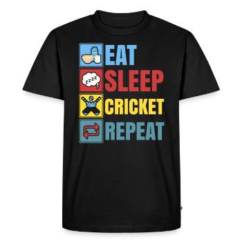 Manger dormir Cricket Répéter joueur de cricket Cricket - T-shirt Premium bio Homme - noir - Devant - Nico (187cm)