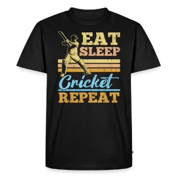 Manger dormir Cricket Répéter joueur de cricket Cricket - T-shirt Premium bio Homme - noir - Devant - Nico (187cm)