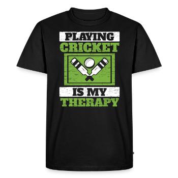 Playing Cricket Is My Therapy Cricket Player - Men's Premium Organic T-Shirt - black - Front - Nico (187cm)