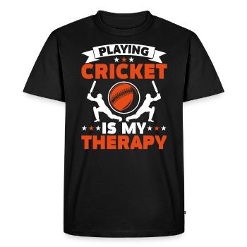 Playing Cricket Is My Therapy Cricket Player - Men's Premium Organic T-Shirt - black - Front - Nico (187cm)