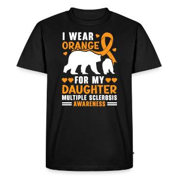 Je porte de l’orange pour la sclérose en plaques de ma fille - T-shirt Premium bio Homme - noir - Devant - Nico (187cm)