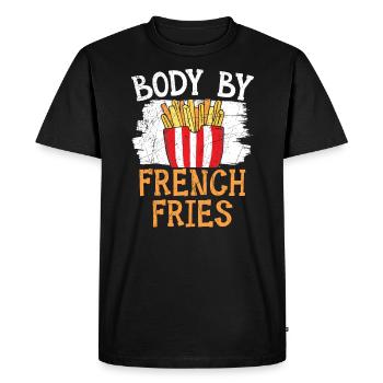 Body By Français Fries Eater Foodie Potato Lover - T-shirt Premium bio Homme - noir - Devant - Nico (187cm)