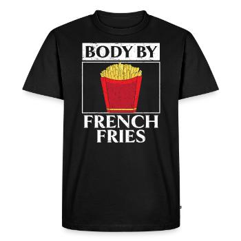 Body By Français Fries Eater Foodie Potato Lover - T-shirt Premium bio Homme - noir - Devant - Nico (187cm)