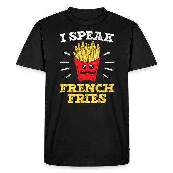 Je parle Français Frites Mangeur Gourmand Amoureux des pommes de terre - T-shirt Premium bio Homme - noir - Devant - Nico (187cm)