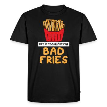 La vie est trop courte pour les mauvaises frites Foodie Potato - T-shirt Premium bio Homme - noir - Devant - Nico (187cm)
