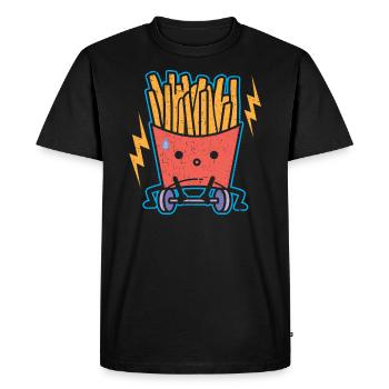 Frites Mangeur Foodie Potato Lover Français Frites - T-shirt Premium bio Homme - noir - Devant - Nico (187cm)