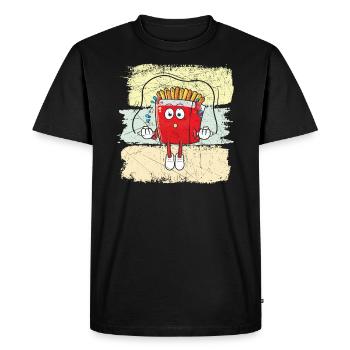 Frites Mangeur Foodie Potato Lover Français Frites - T-shirt Premium bio Homme - noir - Devant - Nico (187cm)