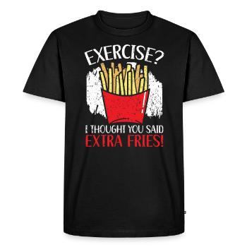 Exercice Je pensais que vous aviez dit pommes de terre extra frites - T-shirt Premium bio Homme - noir - Devant - Nico (187cm)