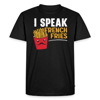 Je parle Français Frites Mangeur Gourmand Amoureux des pommes de terre - T-shirt Premium bio Homme - noir - Devant - Nico (187cm)