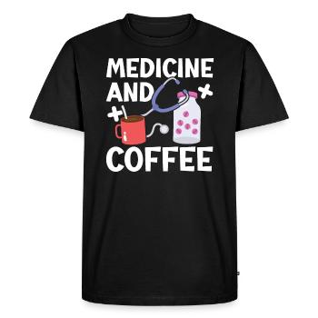 Médecine et café Médecin hospitalier Médecin - T-shirt Premium bio Homme - noir - Devant - Nico (187cm)
