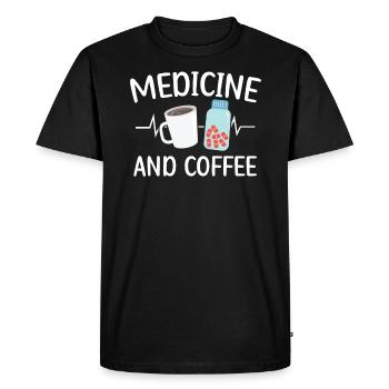 Médecine et café Médecin hospitalier Médecin - T-shirt Premium bio Homme - noir - Devant - Nico (187cm)