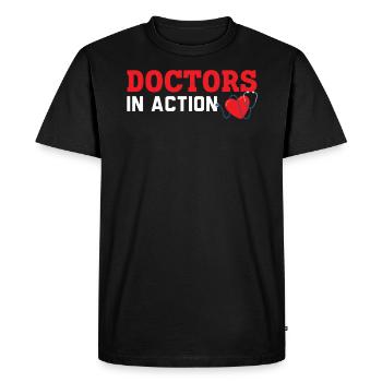 Médecins en action Médecin hospitalier Médecin - T-shirt Premium bio Homme - noir - Devant - Nico (187cm)