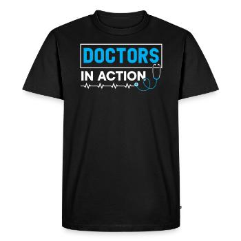 Médecins en action Médecin hospitalier Médecin - T-shirt Premium bio Homme - noir - Devant - Nico (187cm)