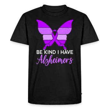 Démence Je porte la conscience de la maladie d’Alzheimer violette - T-shirt Premium bio Homme - noir - Devant - Nico (187cm)