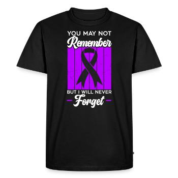 Démence Je porte la conscience de la maladie d’Alzheimer violette - T-shirt Premium bio Homme - noir - Devant - Nico (187cm)