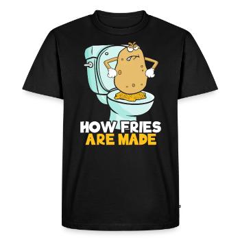 Comment les frites sont faites végétarien Vegan Potato Lover - T-shirt Premium bio Homme - noir - Devant - Nico (187cm)