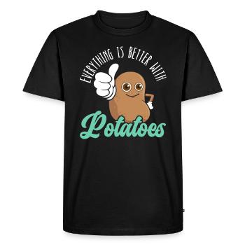 Everything Is Better With Potatoes Potato Fries - Men's Premium Organic T-Shirt - black - Front - Nico (187cm)