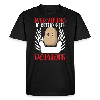 Everything Is Better With Potatoes Potato Fries - Men's Premium Organic T-Shirt - black - Front - Nico (187cm)