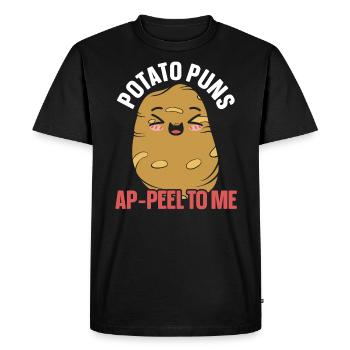 Potato Puns Ap-peel To Me Potato Lover Fries - T-shirt Premium bio Homme - noir - Devant - Nico (187cm)