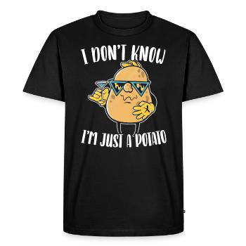 Je ne sais pas si je ne suis qu’un gourmand de pommes de terre Français frites - T-shirt Premium bio Homme - noir - Devant - Nico (187cm)