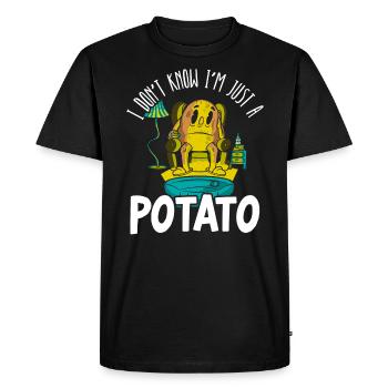 Je ne sais pas si je ne suis qu’un gourmand de pommes de terre Français frites - T-shirt Premium bio Homme - noir - Devant - Nico (187cm)
