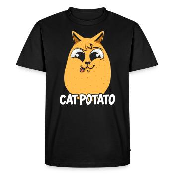 Chat Pomme de terre Foodie Potato Lover Frites Pommes de terre - T-shirt Premium bio Homme - noir - Devant - Nico (187cm)