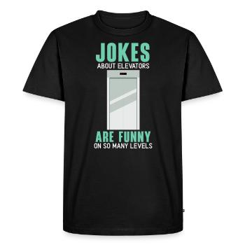Les blagues sur les ascenseurs sont drôles à tant de niveaux - T-shirt Premium bio Homme - noir - Devant - Nico (187cm)