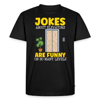 Les blagues sur les ascenseurs sont drôles à tant de niveaux - T-shirt Premium bio Homme - noir - Devant - Nico (187cm)