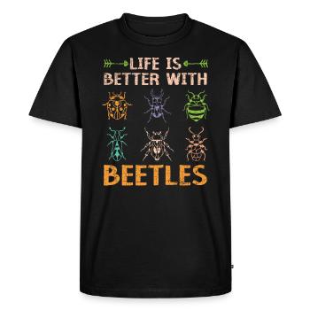 La vie est meilleure avec les coléoptères Entomologie Bug Hunter - T-shirt Premium bio Homme - noir - Devant - Nico (187cm)